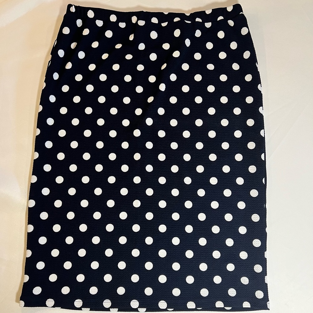 Unique Vintage Moa USA Navy White stretch polka dot pencil wiggle skirt size 3XL